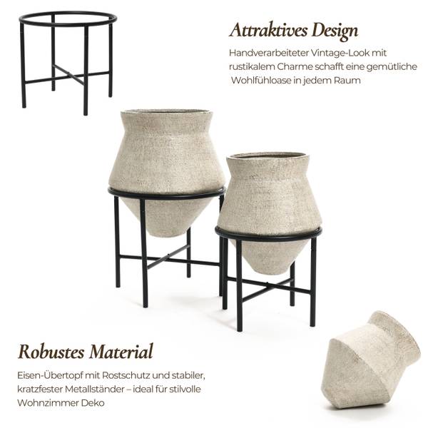 Blumentopf 0359 2er Set für Innenbereich Beige