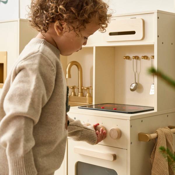 Speelkeuken XL NOISETTE incl 7 dlg beige - plaatmateriaal op houtbasis - 85 x 89 x 31 cm