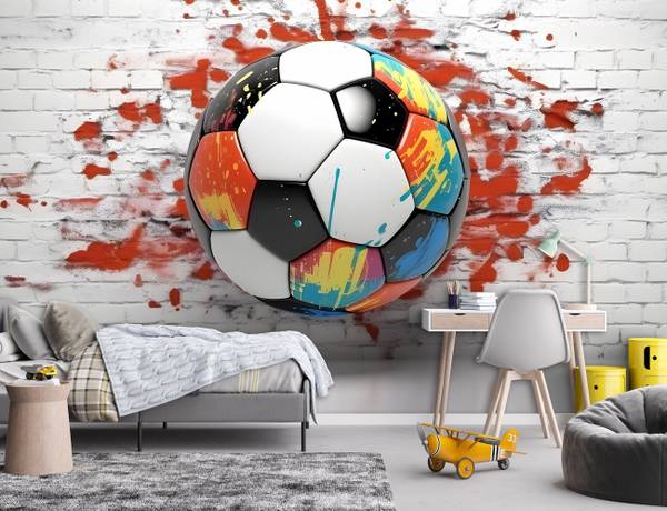 Fototapete Kinderzimmer Fußball 3D 254 x 184 cm