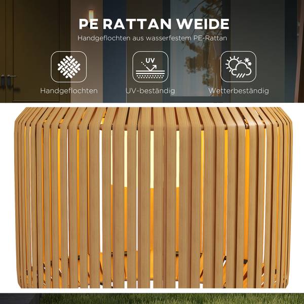 Rattan Solarleuchte 867-152V00YL Gelb - Stahl - Polyethylen - 34 x 130 x 34 cm