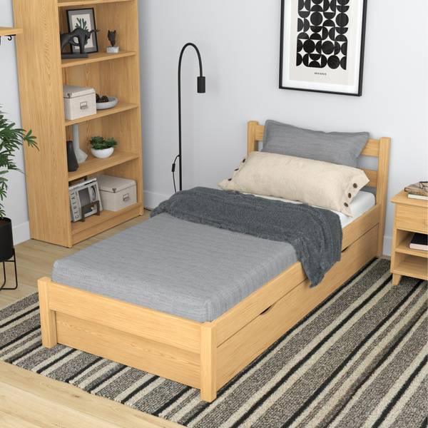Einzelbett N01 mit Schublade Braun - 128 x 198 cm