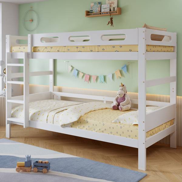 Stapelbed LucyAttic Ⅰ wit - grenenhout - 95 x 146 x 204 cm