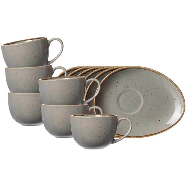 Kaffee-Set Taste 12-teilig Grau - Porzellan - 14 x 8 x 17 cm