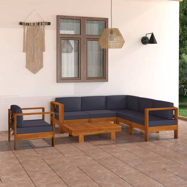 Garten-Lounge-Set 3006534-4 (7-teilig) Grau - Akazie - 60 x 25 x 100 cm