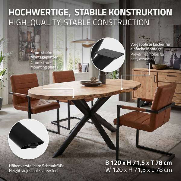 Pied de table AXION-S Noir - Métal - 78 x 72 x 120 cm