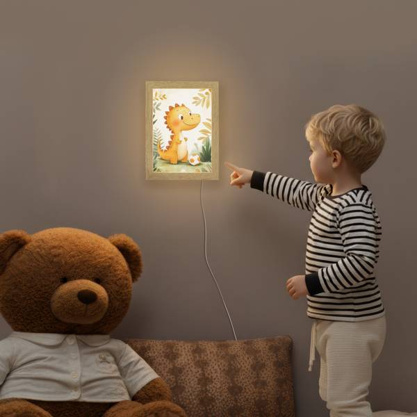 Lampe de Chevet Pour Enfant Dino 15 x 20 cm - Diamètre : 23 cm