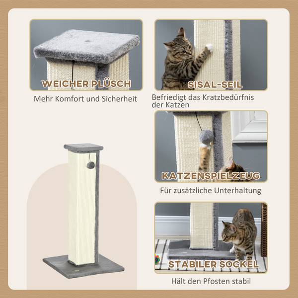 Arbre à chat D30-663V00GY Bois manufacturé - 41 x 81 x 41 cm
