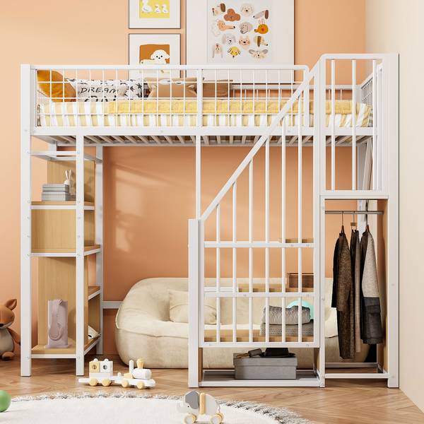 Hochbett K-1067 Weiß - Metall - 143 x 170 x 204 cm