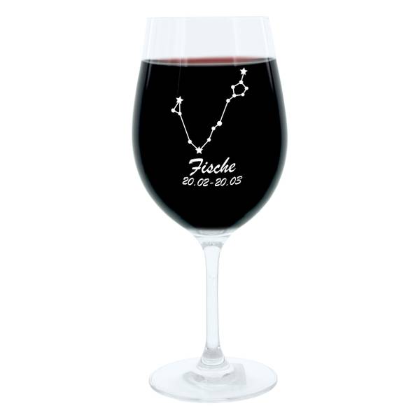Gravur-Weinglas Sternbild Fische Glas - 9 x 23 x 9 cm