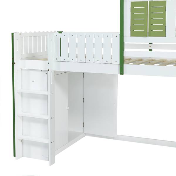 Lit mezzanine SHEFHomey I. Blanc - Bois manufacturé - Bois massif - 95 x 209 x 245 cm
