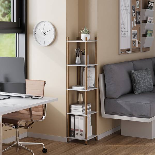 Hoekrek Bivio 57478 lichte pijnboomhouten look - zuiver wit - Sonoma eikenhouten look - wit