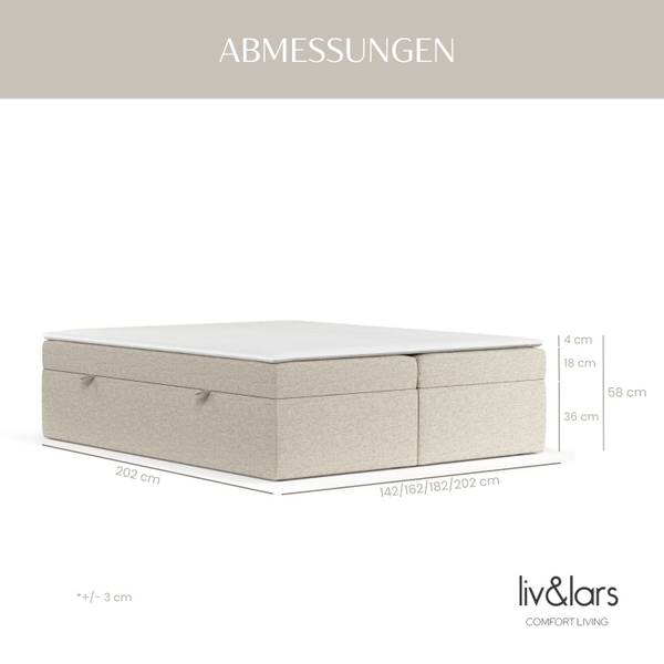 Boxspringbett Lennon Grau - Liegefläche Breite: 200 cm