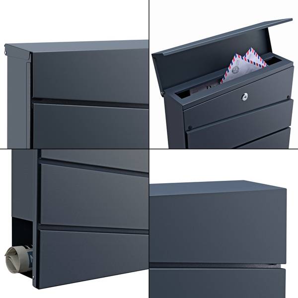 Briefkasten Achtrup Grau - Metall - 37 x 37 x 11 cm