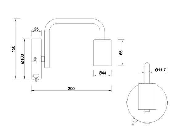 Wandlampe mit Schalter Metall Schwarz Schwarz - Metall - 10 x 15 x 20 cm