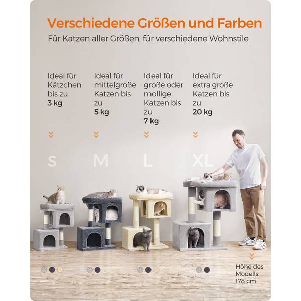 Katzenbaum Juba Grau - Holzwerkstoff - 32 x 74 x 49 cm