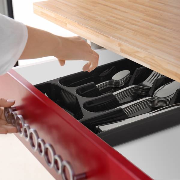 Range-couverts noir en lot de 2 Noir - Matière plastique - 25 x 4 x 33 cm