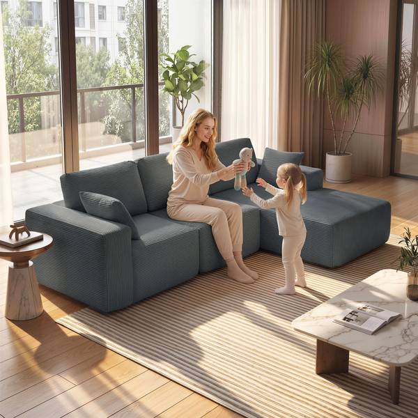 Ecksofa 83B-513V00CG Grau - Cord - 168 x 85 x 267 cm