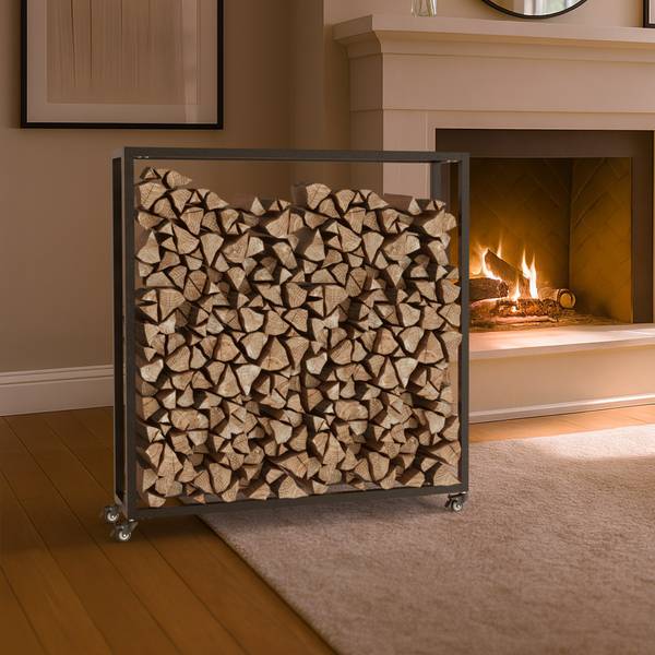 Haardhoutrek Hilta zwart - metaal - 100 x 100 x 25 cm