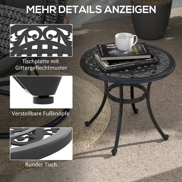Gartentisch 84G-309V00BK Schwarz - Metall - 60 x 53 x 60 cm