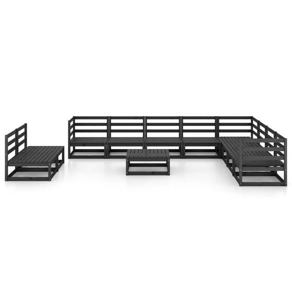Salon de jardin 3009846-1 (lot de 11) Noir - Pin - 70 x 30 x 70 cm