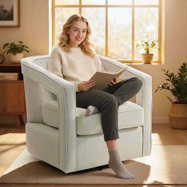 Polstersessel 83B-613V00BG Beige - Leinen - Polyester - 75 x 72 x 77 cm