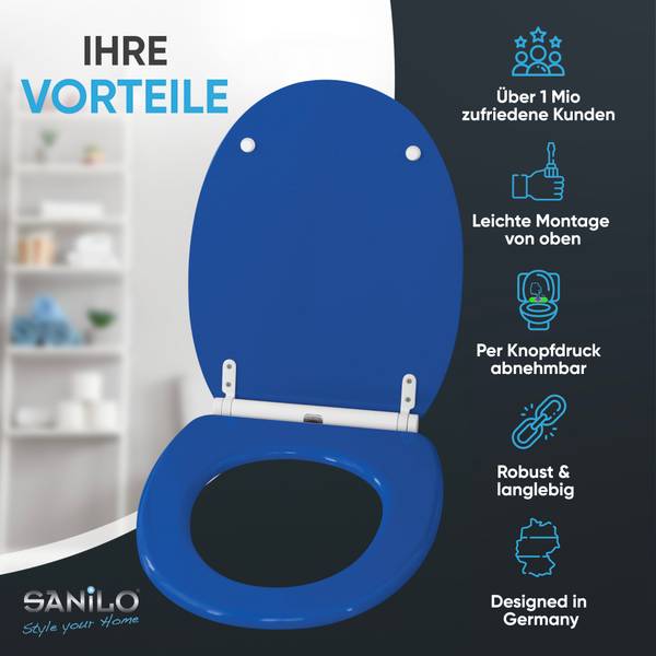 WC-Sitz Blau Blau - Holzwerkstoff - 38 x 6 x 48 cm