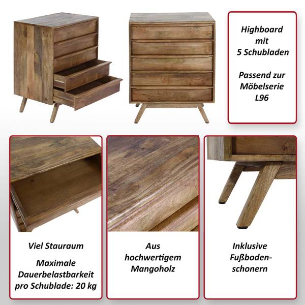 Buffet haut L96 Marron - Manguier - 65 x 81 x 39 cm