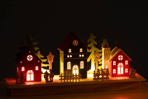 Winterstadt XMAS Massivholz - 12 x 19 x 44 cm