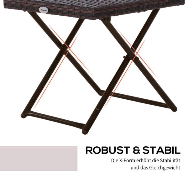 Rattan Teetisch-Set 867-034 Braun