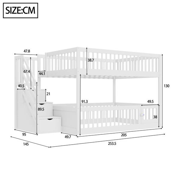 Etagenbetten K-861 Weiß - Holzwerkstoff - 200 x 130 x 140 cm
