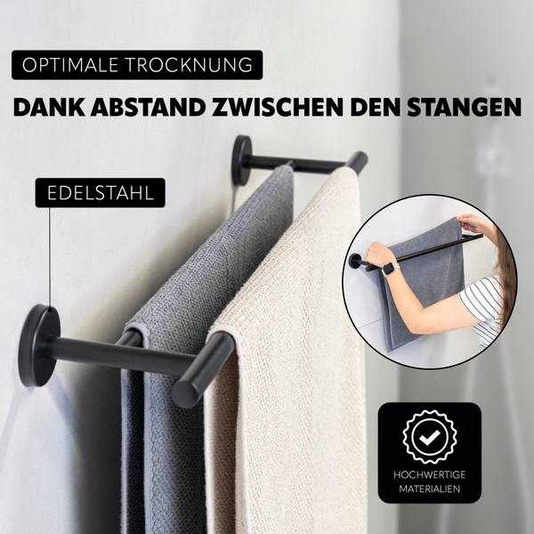 Badetuchstange Piazza inkl. Klebe Set Schwarz
