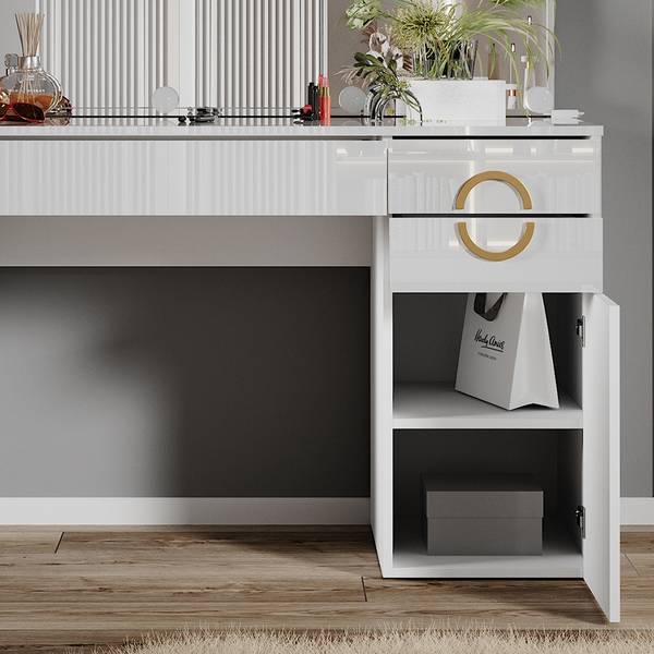 Schminktisch Adela 40858 2er set Weiß - Holzwerkstoff - 115 x 77 x 55 cm