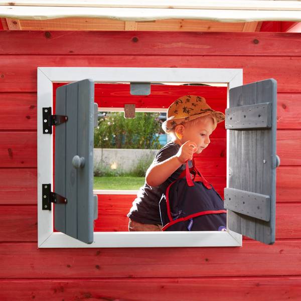 Spielhaus DAS KLEINE SCHLOSS Rot - Holz teilmassiv - 101 x 128 x 106 cm