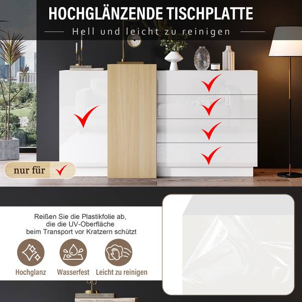 Sideboard Grexeds Weiß - Holzwerkstoff - 140 x 87 x 35 cm