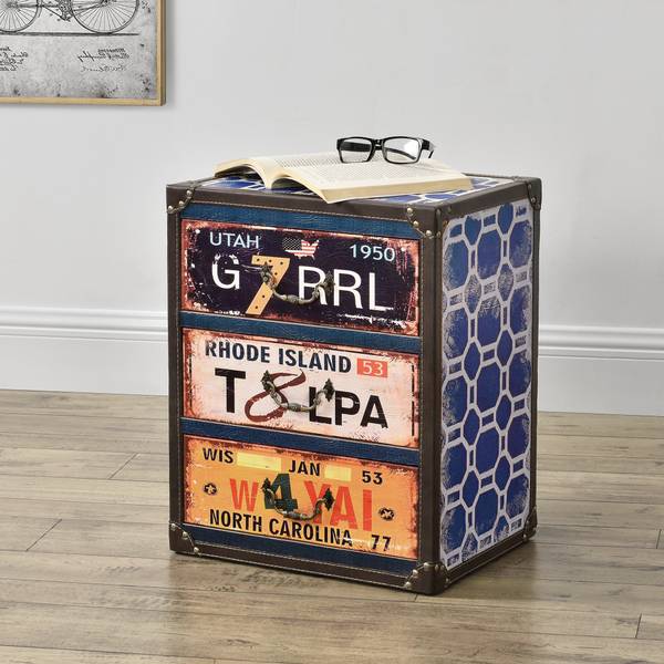 Commode United States à 3 Tiroirs Bois manufacturé - 30 x 50 x 40 cm