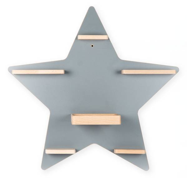 Wandregal Stern Grau - Holzwerkstoff - 52 x 55 x 19 cm