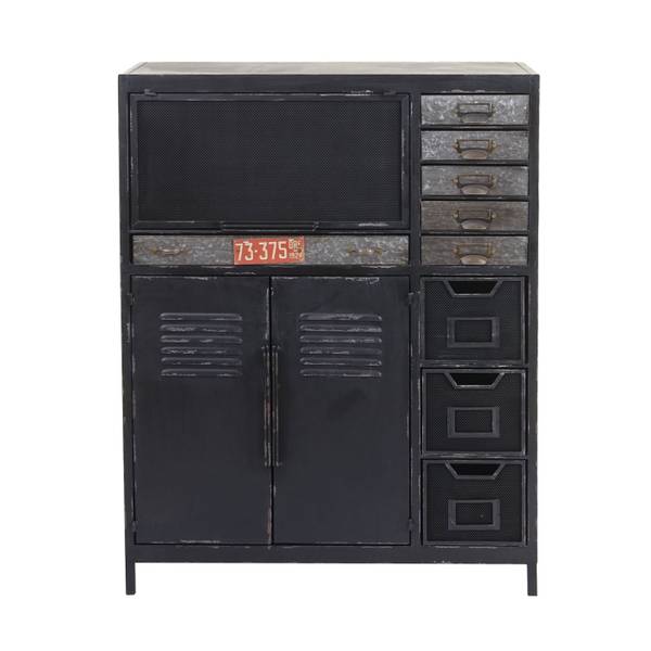 Apothekerkommode Oakland Schwarz - Metall - 89 x 115 x 35 cm