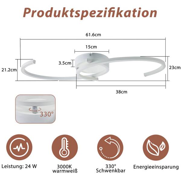 LED Plafondlamp Soto wit - metaal - 23 x 7 x 62 cm