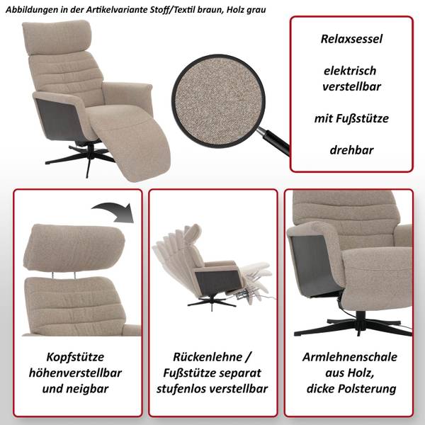 Relaxsessel N56 Braun - Grau
