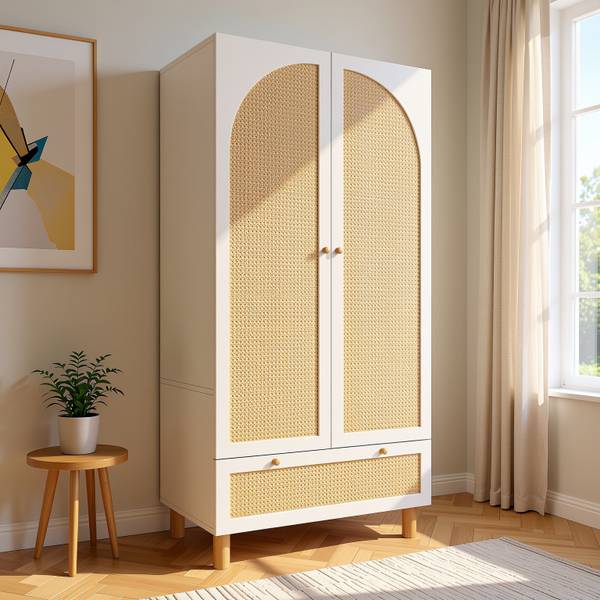 Kleiderschrank Sporophyt Weiß - Holzwerkstoff - 86 x 181 x 52 cm