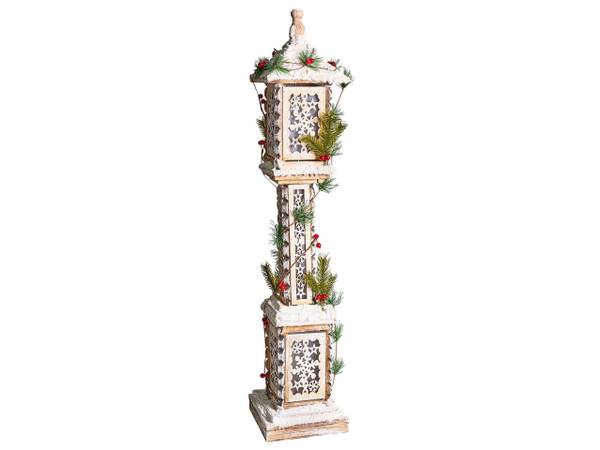 LED Deko LENTIRA Braun - Grün - Weiß - Massivholz - 16 x 80 x 16 cm