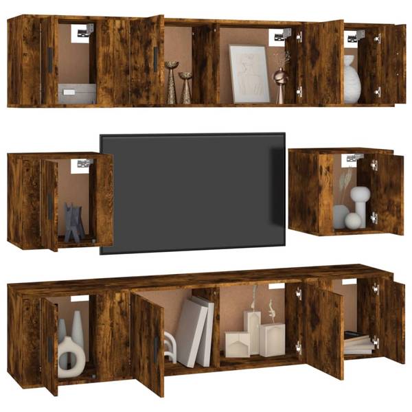 TV-Schrank 8er Set D234 Braun - Holz teilmassiv - 35 x 40 x 100 cm