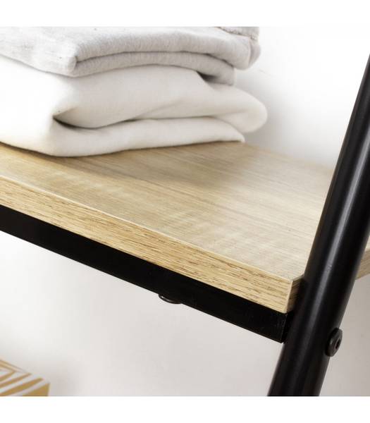 Garderobenständer mit 2 Regalen Schwarz - Metall - 40 x 151 x 65 cm