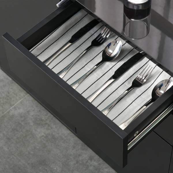 Buffet 838-075V90BK Noir - Bois manufacturé - 36 x 74 x 79 cm