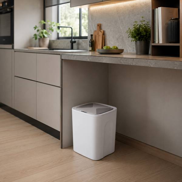 Mülleimer mit Sensor 2er Set Grau - Weiß - Kunststoff - 24 x 33 x 23 cm