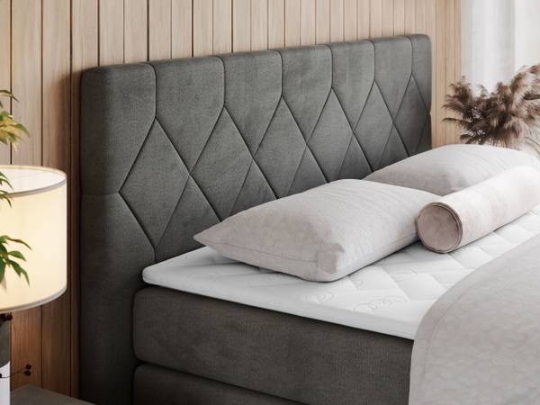 Boxspringbett KING EIGAR Grau - Breite: 200 cm - H4