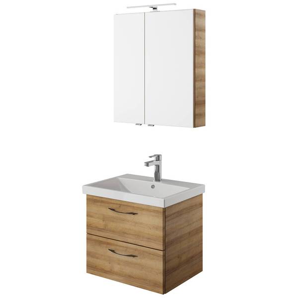 Badmöbel-Set VILLATORO-66-8 2er-Set Braun - Holzwerkstoff - 60 x 200 x 45 cm