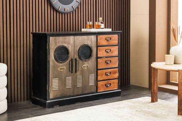 Sideboard NAUTILUS Schwarz - Braun - Grau - Kristallglas - 105 x 79 x 32 cm
