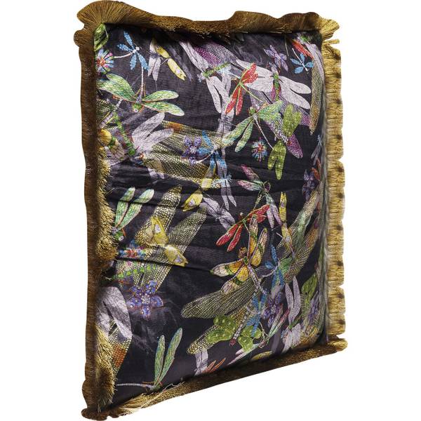 Coussin Tropical Garden Fringe Polyester - Noir / Multicolore