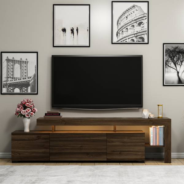 TV-Möbel Beliz mit LED-Licht Walnuss